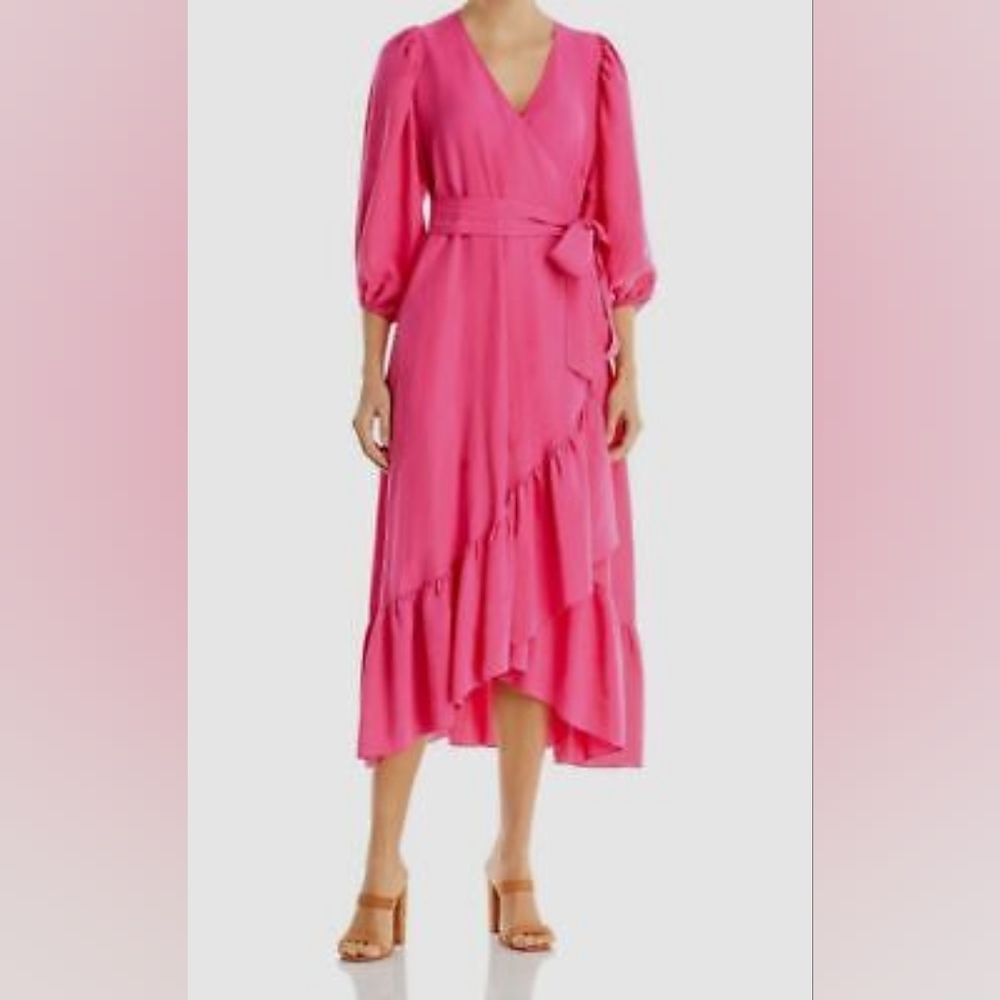 Kobi Halperin Lea Ruffled Wrap dress in Magenta, size XL, new with tags